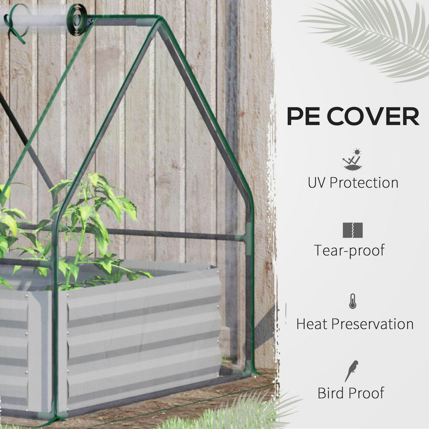 Steel Raised Garden Planter Box Kit With Greenhouse, For Dual Clear