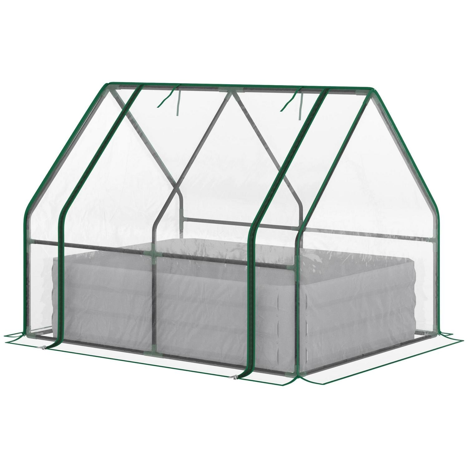 Steel Raised Garden Planter Box Kit With Greenhouse, For Dual Clear